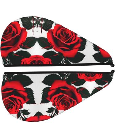 Buy Red Rose Coral Velvet Quick-Dry Hair Cap | Travel & Home Hair Towel Wrap for Men & Women - Buy Online on GoSupps.com