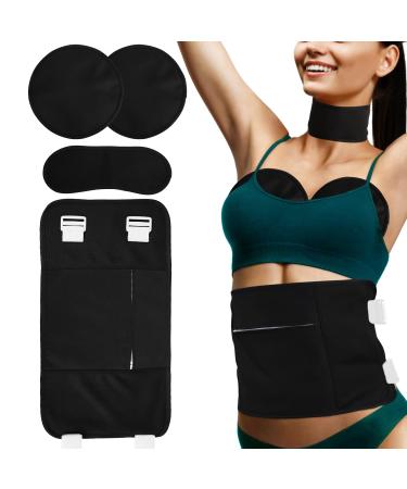 Castor oil package set 3 -hour removable TPU castor oil packing wrap Reusable castor oil belt adjustable castor oil belt package for belly neck prevents out (black)