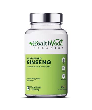 Generic Korean Red Ginseng 1000 mg | 60 Veg Capsules | Supports Energy Vitality & Strength | for Men & Women