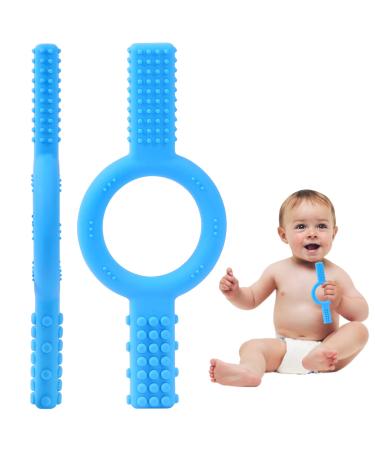 Baby Teething Toys - Sensory Chew Stick Oral Motor Tool for Humans - Toddler Teether to Relieve Teething Pain and Massage Gums - Food Grade & Easy to Clean - Chew Toys for Special Needs Chewer (Blue)