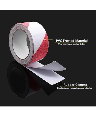 Hazard Tape Anti Slip Tape Matte Tape Waterproof and Wear-Resistant Sandpaper Stairs Night Matte Non-Slip Sticker Strip(Redwhite 5.0cm) 5.0cm Redwhite - Buy Online on GoSupps.com
