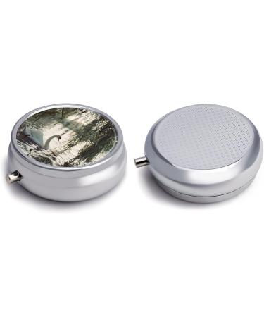 Portable 3 Compartment Pill Box - Travel-Friendly Medicine Organizer with Water Print | Perfect for Purse & Pocket - Buy Online on GoSupps.com