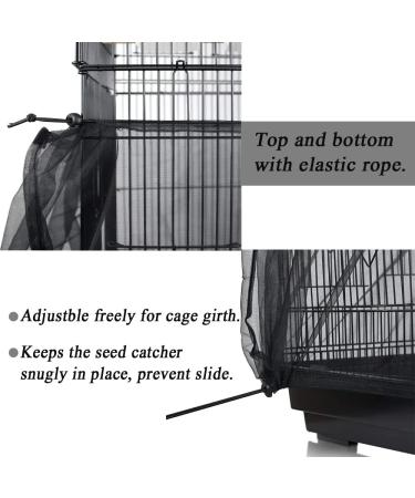 SYOOY Universal Bird Cage Cover Seed Catcher - Adjustable Nylon Mesh Netting Skirt for Parrot & Parakeet Birdcages - Black - Buy Online on GoSupps.com