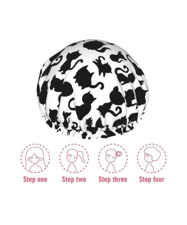 Cats Waterproof Reusable Shower Cap for Women - Double Layered PEVA Lining Hair Cap - Elastic and Colorful Design - Buy Online on GoSupps.com