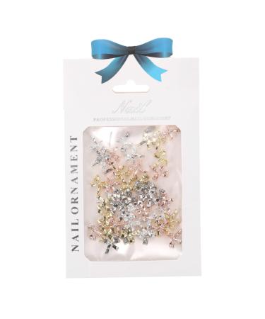 POPETPOP 1 Nail Decoration Metal Bowknot Nail Ring Homemade Stickers Nail Art Gems Nails Decoration Bowknot Nail Studs Nail Art Studs Gemstone Ring Manicure Decor Alloy Nail Drill Self Made 12.4X7.2X0.2cm Assorted Color