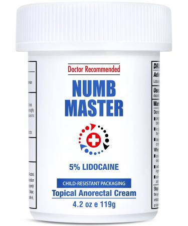 Numb Master 5% Lidocaine Numbing Cream Maximum Strength Fast Acting Pain Relief Cream 4.2 Oz Long Lasting Topical Anesthetic Cream with Aloe Vera Vitamin E for Relief of Pain Burning and Soreness