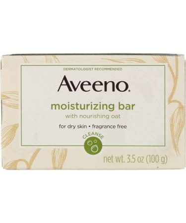 Aveeno Moisturizing Bar with Natural Colloidal Oatmeal for Dry Skin Fragrance Free 3.5 Oz (2 Pack)