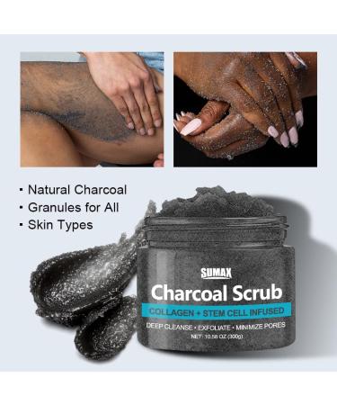 Charcoal Body Scrub Deeply Cleanses Pores Removes Blackheads and Acne Gentle Exfoliation Suitable for Face and Body 300g Charcoal Scrub - Buy Online on GoSupps.com