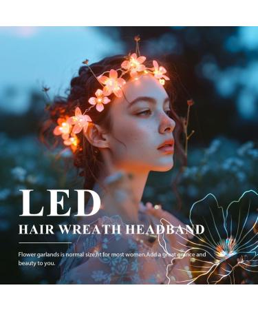 Zoestar Light Up Flower Crown Headbands LED Hair Wreath Headband Bridal Floral Garland Headpiece Festival Party Hair Accessories for Women and Girlsn (Pink Standard Size) - Buy Online on GoSupps.com