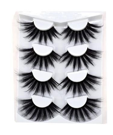 NEW 4 Pairs 3D Mink Hair False Eyelashes Criss-cross Wispy Cross Fluffy length 25-30mm Lashes Extension Handmade Eye Makeup Tools (MDR-4)