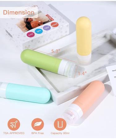 Quatish Travel Bottles 4 Pack - Leak Proof Silicone Containers, TSA Approved 3 oz Size for Toiletries, Shampoo, Conditioner, Lotion - BPA Free, Multi-Color - Buy Online on GoSupps.com