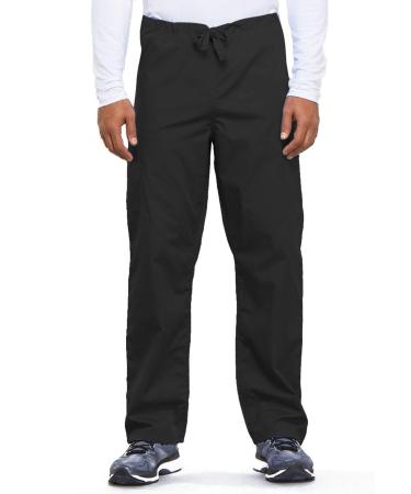 Cherokee Cargo Pant for Men and Women with Zip Fly Front and Adjustable Webbed Drawstring 4100 Large Black
