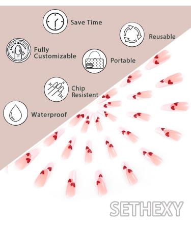 Sethexy Long Coffin False Nails - 24PCS Crystal Sparkle Acrylic Press-On French Art Nails for Women & Girls - Buy Online on GoSupps.com