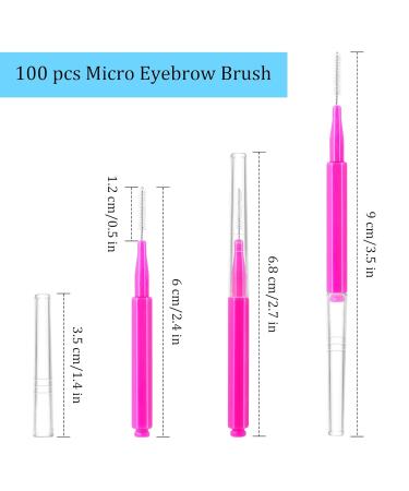 100Pcs Micro Eyebrow Brush Set - Multifunctional Brow Lamination Tools for Eyelash & Eyebrow Extensions - Pink | International Shipping Available - Buy Online on GoSupps.com