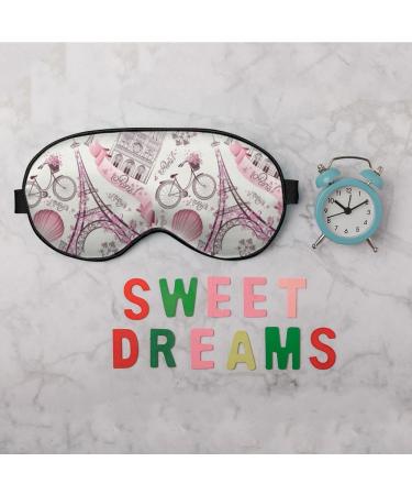 Paris Symbols Sleep Mask - Pink Light Blocking Adjustable Eye Mask for Women | Perfect for Travel & Deep Rest - Buy Online on GoSupps.com