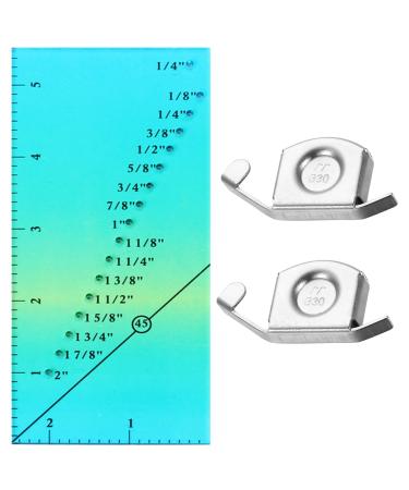 Seam Guide Ruler with 2 PCS Magnetic Seam Guides, 1/8" to 2" Straight Line Hems Sewing Ruler, Acrylic Seam Allowance Ruler for Sewing Machine to Sew Quilts, Clothing, Fabrics, Crafts (Multicolored)