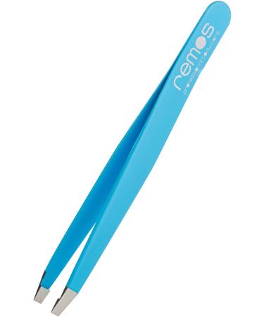 REMOS eyebrow tweezers made of stainless steel with straight tip 9.5 cm in blue
