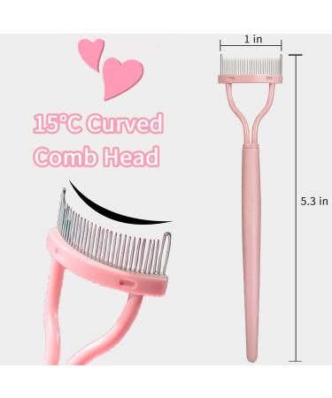 ELESDA Eyelash Comb - Metal Teeth Lash Separator Tool Pink Stainless Steel Includes Brush Arc Design Travel Friendly Hygienic - Buy Online on GoSupps.com
