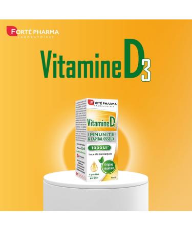 Fort Pharma - Vitamin D3 1000 IU | Food Supplement Immunity and Bone Capital - From 3 years - Bone Health - Plant origin Rapeseed oil | Dropper bottle 15 ml 1-4 drops/day - Buy Online on GoSupps.com