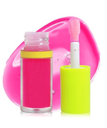 Lip Plumping Lip Gloss Big Brush Head Lip Oil Hydrating Nourishing & Smooth Glossy Lip Glow Oil Moisturizing Tinted Lip Gloss Lip Balm Shiny and Vegan Plumping Lip Tint Care(#03 Barbie Pink)