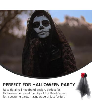 DEARMAMY Halloween Veil Black Rose Veil Wedding Veil Short for Women Girls Hair Decoration Headband Headwear Costume - Buy Online on GoSupps.com