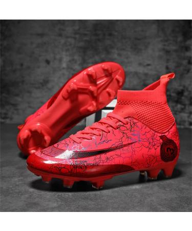 KAEAEILSS Mens Soccer Boots Cleats - Comfortable Spike Shoes for Indoor & Outdoor Competition - Hongse - Size 8.5 - Buy Online on GoSupps.com