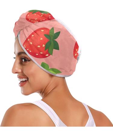 Strawberry Pattern Hair Towel 2 Pack - Super Absorbent Quick Dry Hair Turbans for Women & Girls - Buy Online on GoSupps.com