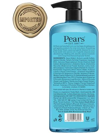 Pears Body Wash (750ml) Pure and Gentle Mint Extract | Made With Natural Oils and Soap Free | Nourishing Moisturisation and Natural Extracts - Buy Online on GoSupps.com