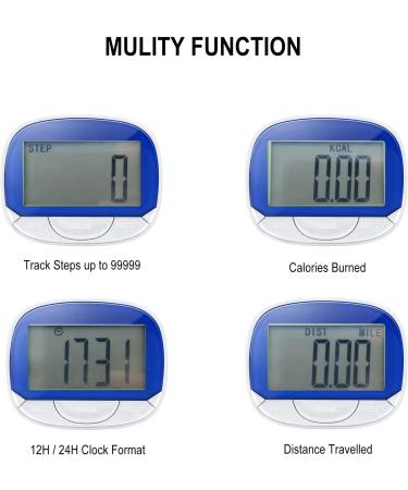 MOLIONS 3D Pedometer for Walking  Multi-Function Step Tracker with Belt Clip  Accurate Step Counter with Large Display for Men Women Kids and Elder - Blue - Buy Online on GoSupps.com