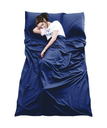 MeiLiMiYu Sleeping Bag Liner, Portable Sleep Sack Lightweight Dirt-Proof Hotel Sheet for Adult Dark Blue 82.7''x47''