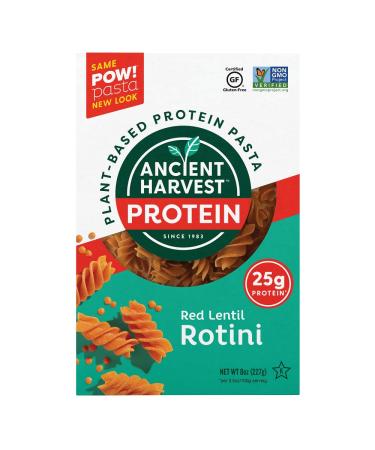 Ancient Harvest Gluten-Free Plant-Based High-Protein Vegan Pasta, Red Lentil and Quinoa Rotini, (6) 8 Ounce Boxes Red Lentil Rotini