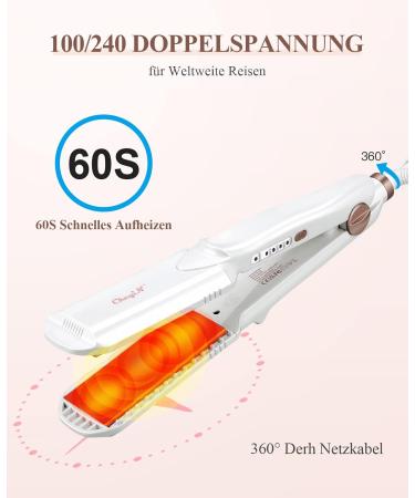 CCKEYIN 3-in-1 Crepe Iron for Hair - Ceramic Hair Straightener & Crimper with Temperature Control - Multi-Style Wave Iron in White - Buy Online on GoSupps.com