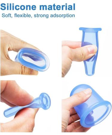Cupping Therapy Set - 7Pcs Silicone Anti Cellulite Massage Cups for Face and Body - Blue - Buy Online on GoSupps.com