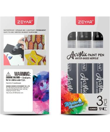 ZEYAR Jumbo Black Paint Marker Pens - 15mm Felt Tip, Waterproof & Permanent Ink - Ideal for Plastic, Posters, Stone, Metal, Glass - Pack of 3 - Buy Online on GoSupps.com