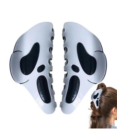 Halloween Hairpin 2 Funny Big Skull Ponytail Clip Hair Accessories Gothic Punk Rock Scream Hair Clip for Women Halloween Cosplay Favor Type a