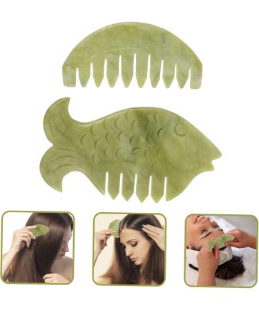 Frcolor 2-Pack Gua Sha Jade Head Massager Combs - Portable Scalp Massage Tools for Relaxation & Hair Care - Buy Online on GoSupps.com