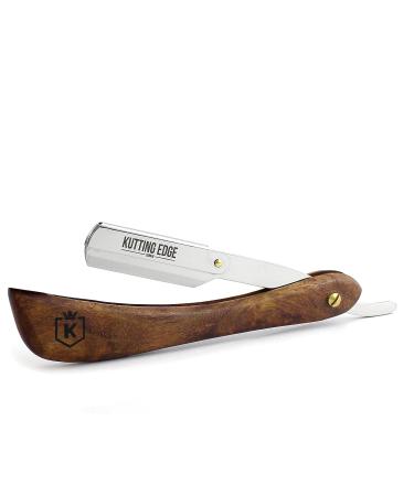 Buy Kutting Edge Professional Straight Edge Razor - Brown Wood Handle Comes with 10 Derby Double Edge Blades - Perfect for Barbers & Shaving Enthusiasts - International Shipping Available - Buy Online on GoSupps.com