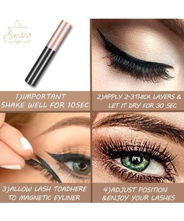 Luisto Magnetic Eyeliner and Eyelashes Kit - 5 Pairs of Natural Long 3D False Eyelashes with Tweezer - No Glue Needed - Easy to Wear - Buy Online on GoSupps.com