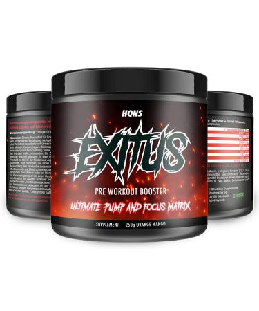 Exitus - Extreme Pre Workout Booster - Training Booster with creatine monohydrate caffeine L -Citrullin Beta Alanin Niacin arginine and L -norvalin 250g
