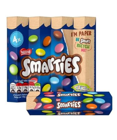 3 x Smarties Milk Chocolate Tube Multipack 34g 4 Pack Delicious Tasty And Twisty Treat Gift Hamper For Birthday Christmas Sold By Kidzbuzz