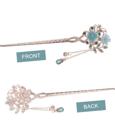 AUTSUPPL Flower Hair Crystal - Chinese Hair Vintage - Hair Accessories for Bun Decoration for Women (Blue) - Buy Online on GoSupps.com