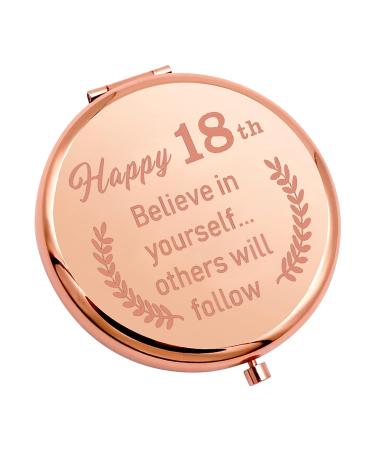 KUIYAI Happy 18th Birthday Gift 18th Birthday Makeup Mirror For Girls Believe In Yourself Others Will Follow Birthday Party Favor (18th mirrorUK)