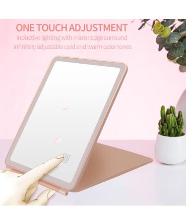 Lissahne Portable Travel Makeup Mirror - Foldable Compact HD with Adjustable LED Lighting - USB Rechargeable Vanity Mirror in White - Buy Online on GoSupps.com