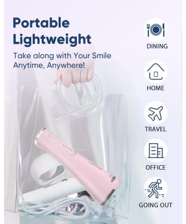 MySmile Water Dental Flosser - Cordless Oral Irrigator with 5 Cleaning Modes | IPX7 Waterproof, USB Rechargeable | 4 Replaceable Jet Tips | Teeth Cleaning Tool with PU Bag [Pink] - Buy Online on GoSupps.com