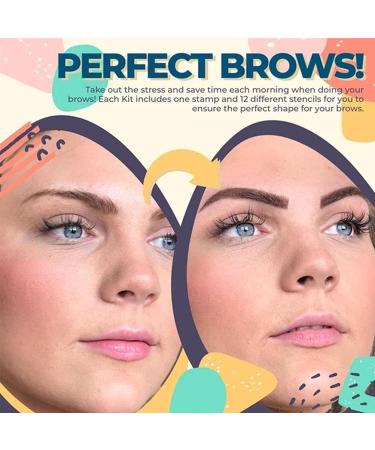Waterproof Gray-Black Eyebrow Stamp Kit with 6 Reusable Stencils - Perfect Makeup Tools for Women - Buy Online on GoSupps.com
