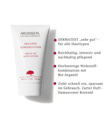 Argandor Vegan Argan Oil Body Lotion - Nourishing & Moisturizing for Normal Dry Sensitive & Stressed Skin - 150ml - Buy Online on GoSupps.com