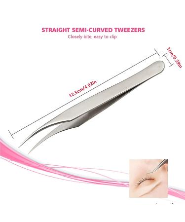 Professional Eyelash Extension Tweezers Kit with Eyebrow Scissors - Stainless Steel Tools Set in Storage Box - Buy Online on GoSupps.com