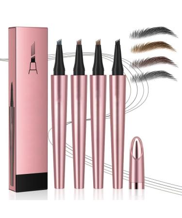 2024 New Magic Eyebrow Pencil 3D Waterproof Microblading Eyebrow Pencil Contouring Pen 4-Tipped Precise Brow Pen for Women and Girl (4Pcs)