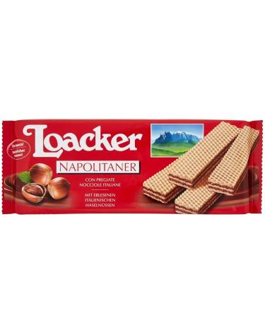 Loacker Loacker Wafer Napolitan Waffle Biscuits with Hazelnut Cream 175 g with Fine Italian Hazelnuts (Pack of 12)