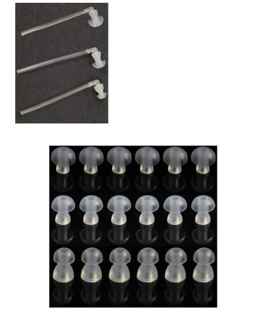 FCS Ear Tips Silicone Earplug Domes for BTE and Pocket Hearing Instruments Ear Tip Replacement with Tube and Elbow Connectors (6 Pc. Each Size)